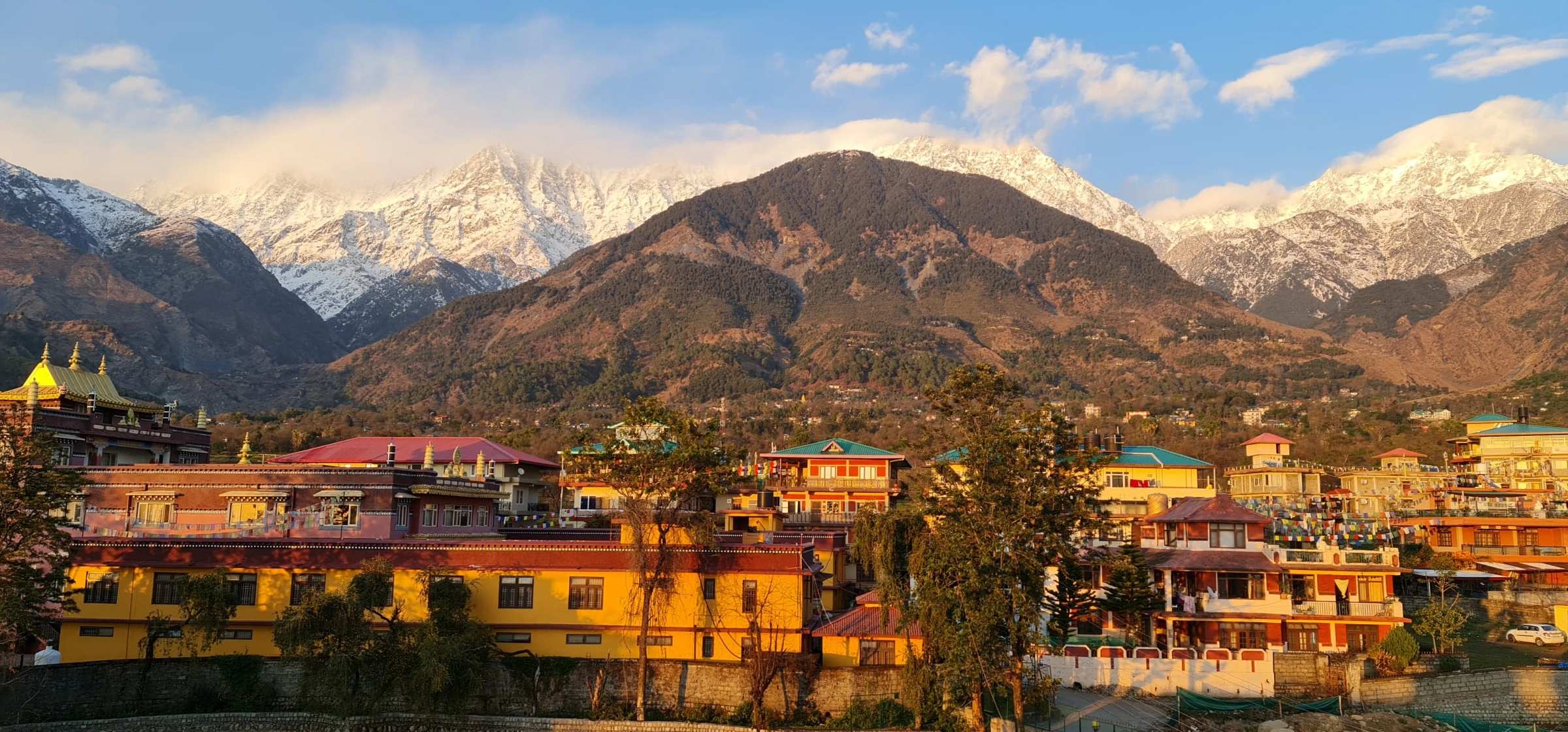 The snow-capped Dhauladhar range above Dharamshala