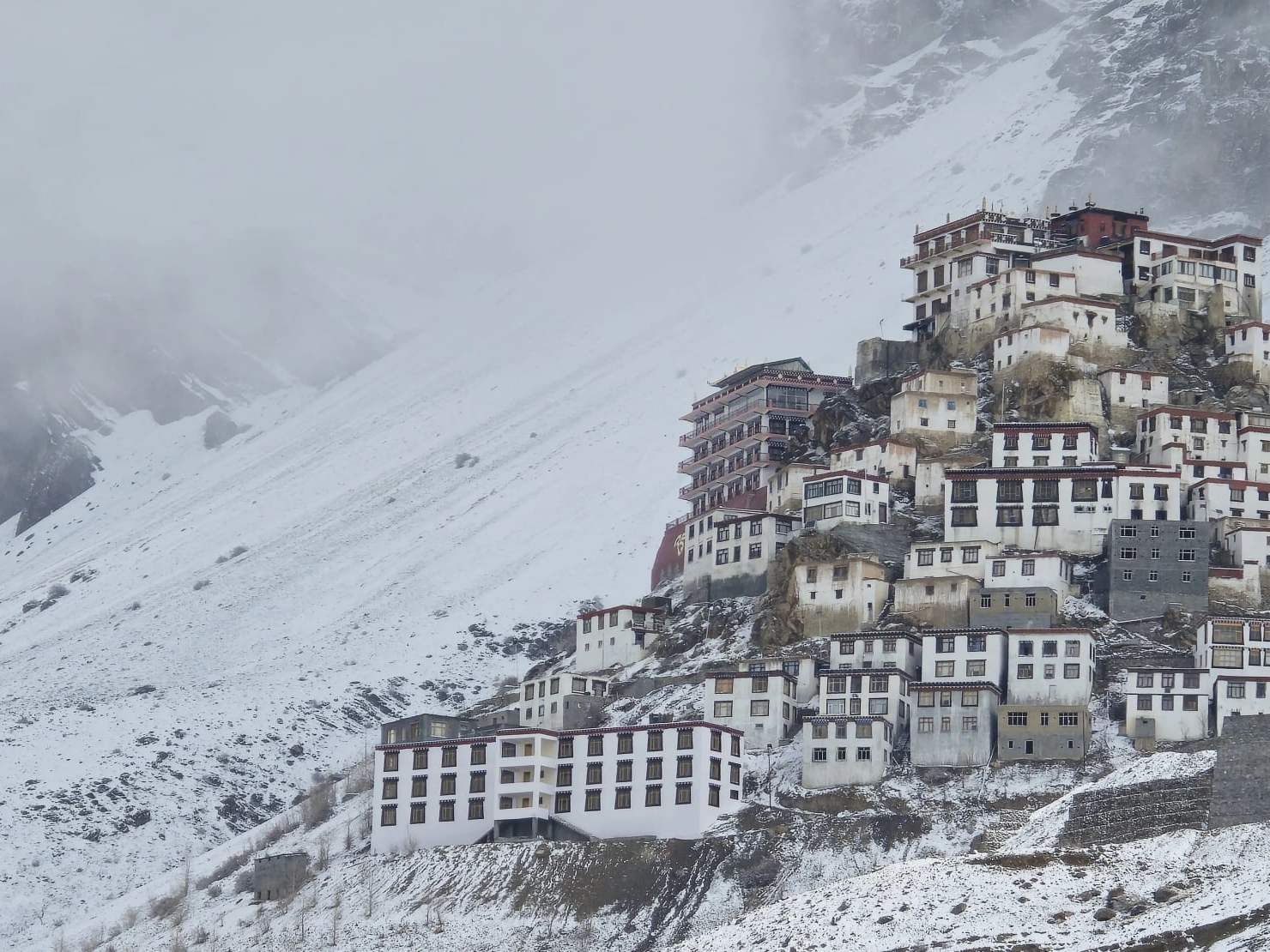 Key Monastery above the Spiti river, in snow